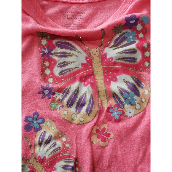 The Children's Place Pink Butterfly Short Sleeved Shirt - Size 2T - Picture 3 of 5